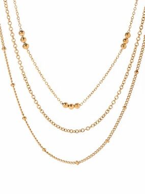 18K Gold Plated Beaded Layered Necklace
